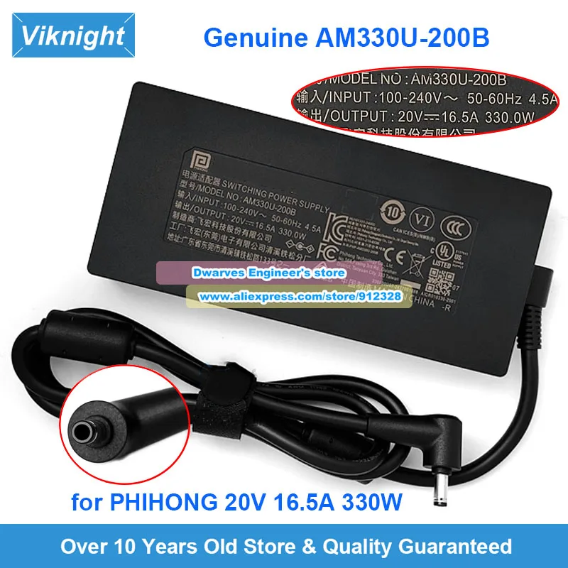 

Genuine AM330U-200B AC Adapter 20V 16.5A 330W for Datalogic MAGELLAN 2200 M3200VSI System76 BONOBO WS (BONW16) Gaming Laptop