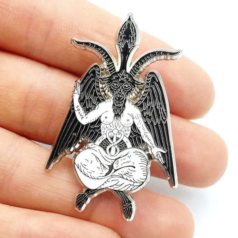 Occult Gothic Aesthetic Baphomet Hard Enamel Pin Goth Fashion Punk Style Gift for Pagans Bag Lapel Backpack Badge Accessories - view 3