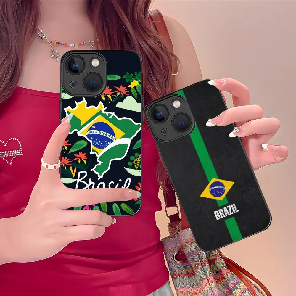 

Чехол для мобильного телефона с флагом Бразилии для iPhone 16, 15, 14, 13, 12, 11 X XR XS 8 7 Pro Max Plus, мини-цветный силиконовый защитный роскошный чехол