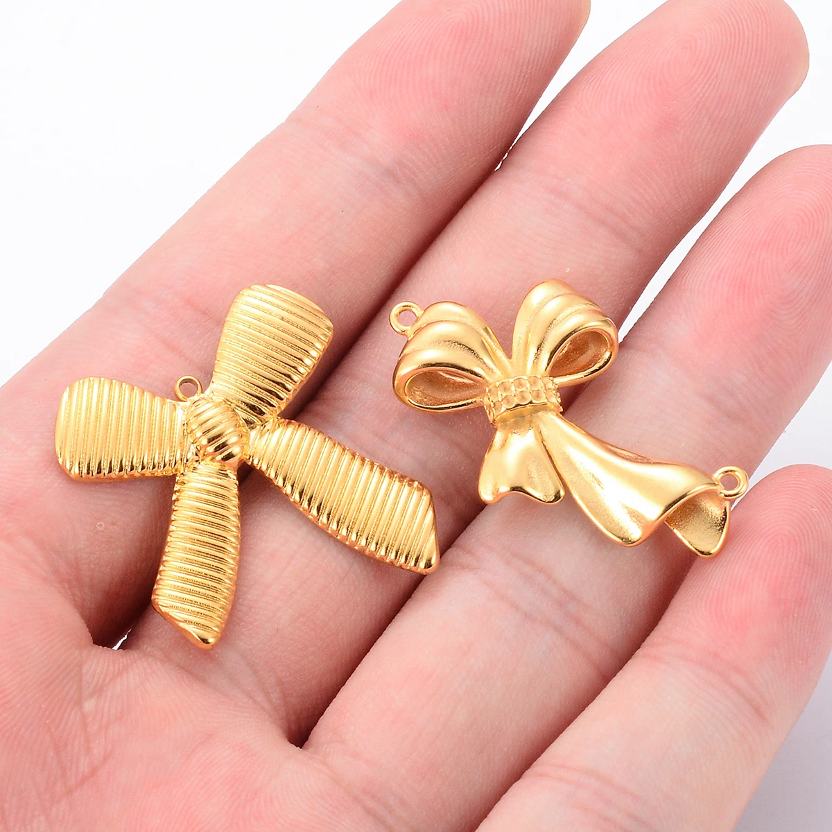 Wholesale 4pcs/lot Butterfly Knot Charm Connector Stainless Steel Pendants DIY Necklace Jewelry Making Accessories No Fade