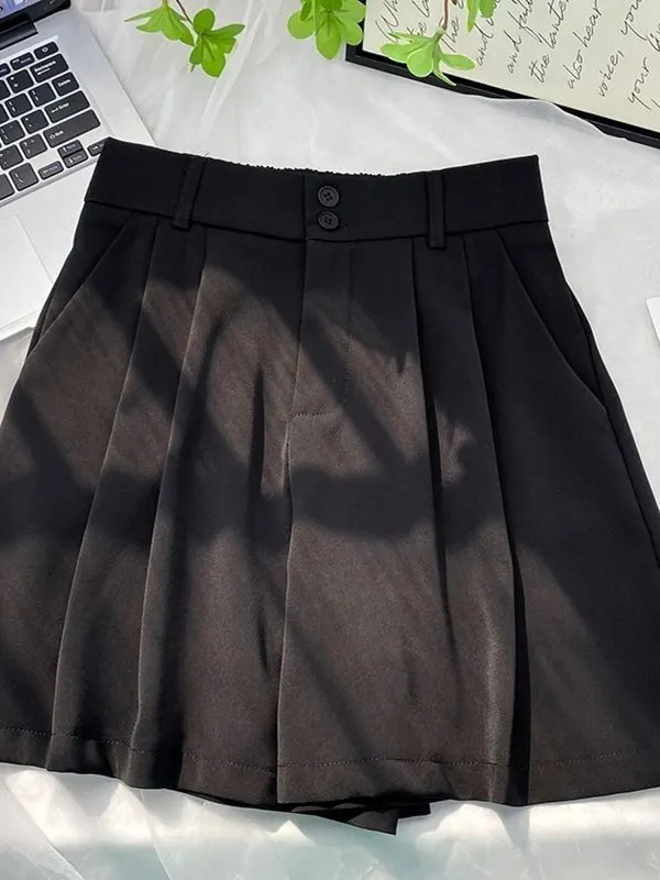 plus Size Women's Summer Fashion High Waist Wide Leg Pants Outerwear Suit Short Shorts Trendy Slimming Hot Pants Commute Style