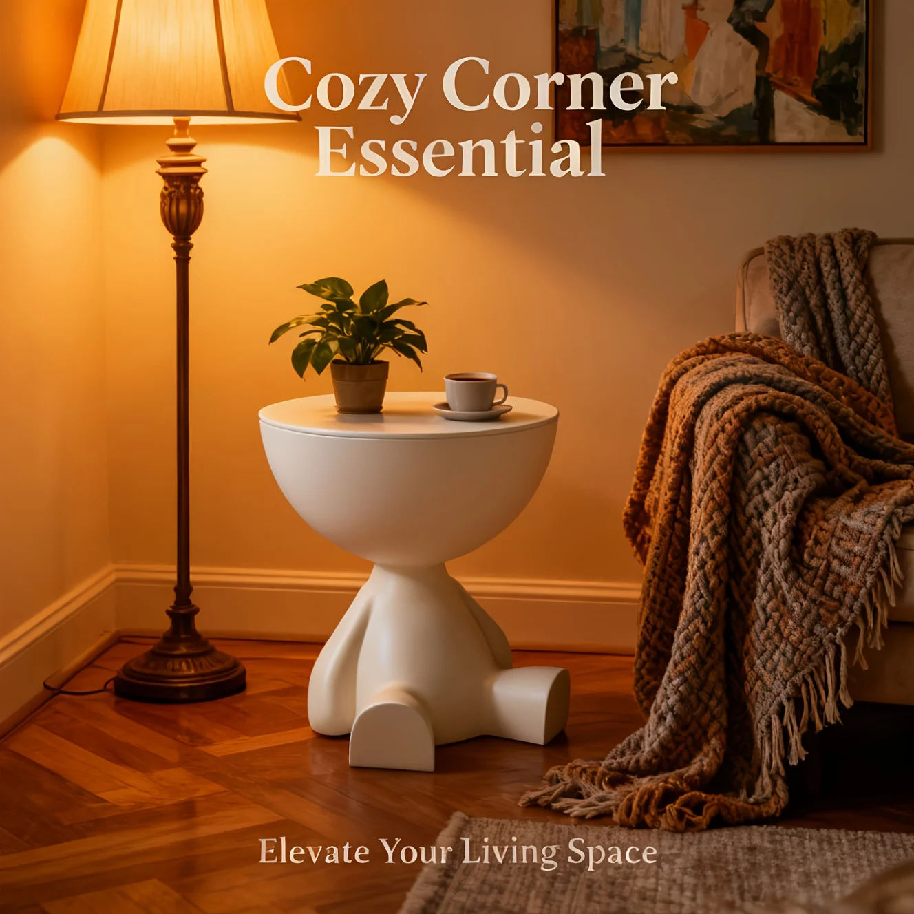 

Cute Round End Table With Hidden Storage, Versatile Sofa Side Table Or Nightstand As A Gift, Ideal For Small Rooms, Stylish Gift For Home Lovers, Installation Tools Included, Decorations