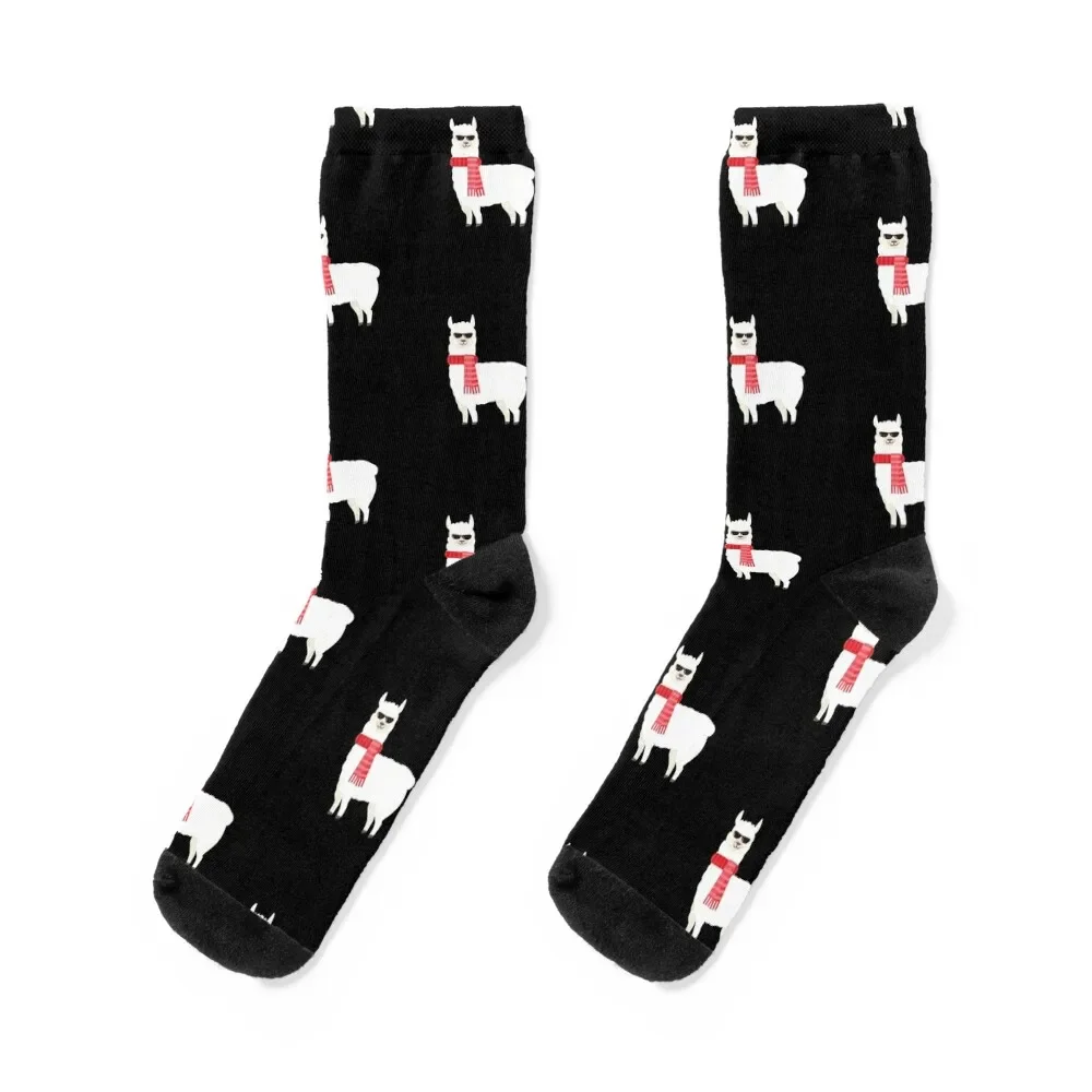 Cute & Adorable Llama With Cool Sunglasses Tile Pattern Socks gym Lots luxe aesthetic Socks For Men Women's