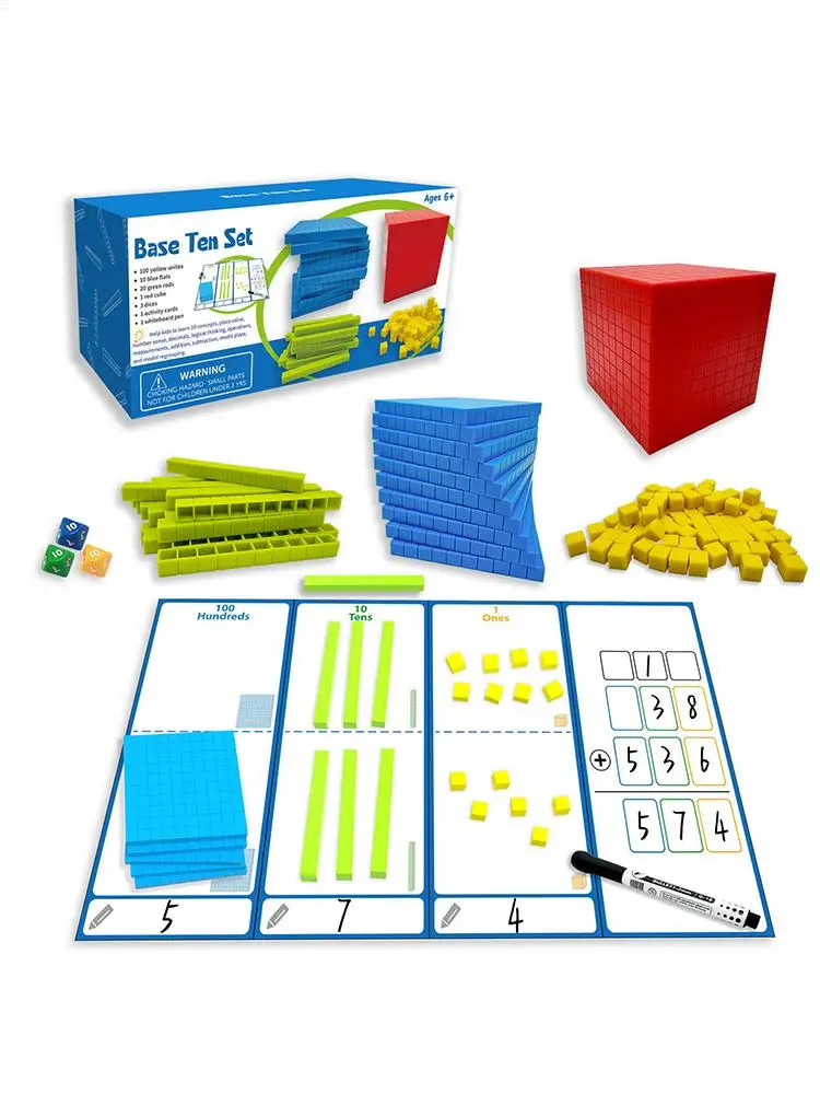 Base diez bloques bloques manipuladores juguetes de matemáticas juego juguetes educativos bloques de conteo aprendizaje preescolar para jardín de infantes 1er 2o