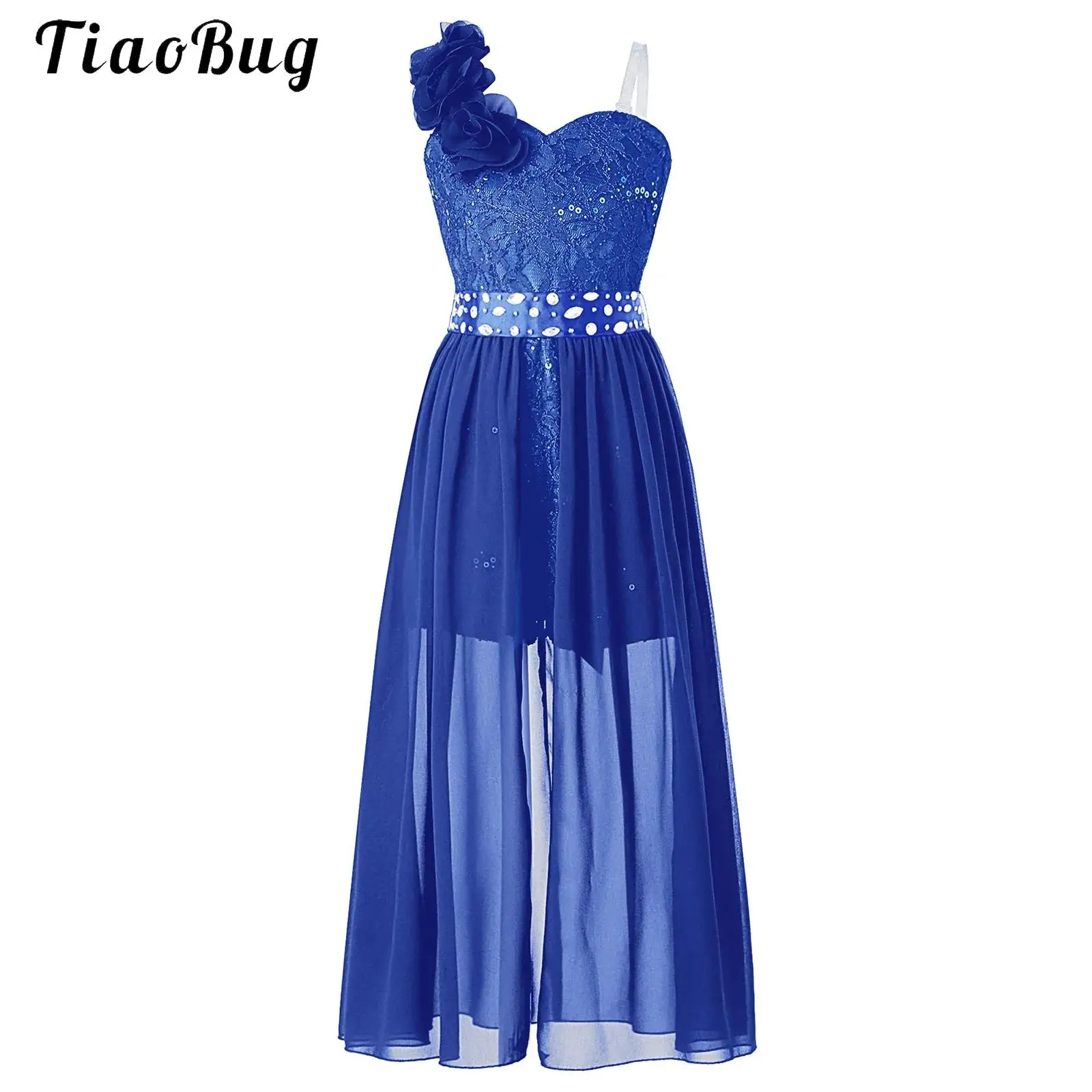 

Kids Flower Girls Summer Chiffon Princess Dress Applique Beaded One Shoulder Romper Dress Wedding Party Gowns Jumpsuit Dresses