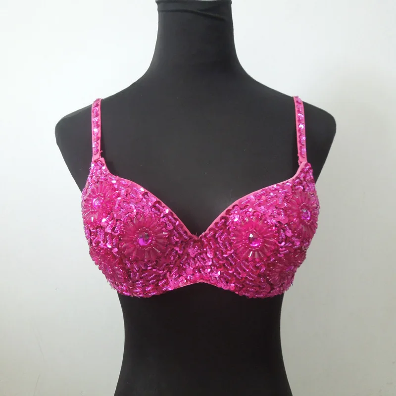 Women Bra Nightclub Performance Bra Chrysanthemum Sequins Stage Sexy Bra Clothing Belly Dance Bead Embroidery Bra