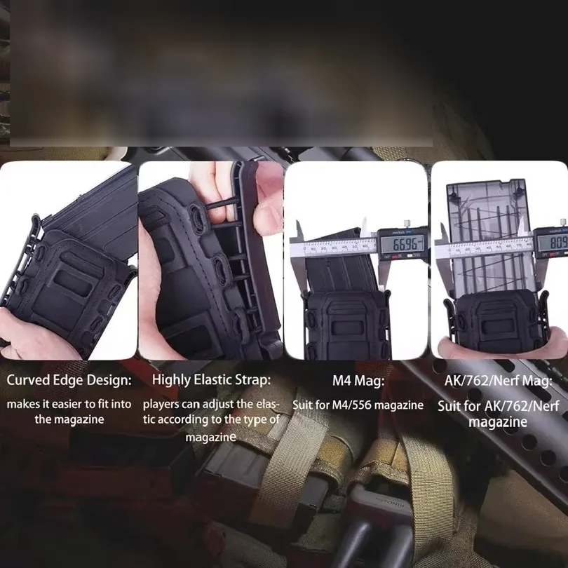 1pc Tactical Molle Magazine Pouch AR15 M4 AK47 7.62 5.56 Scorpion Fast Mag Holster Case Holder Gun Hunting Airsoft Accessories - view 3