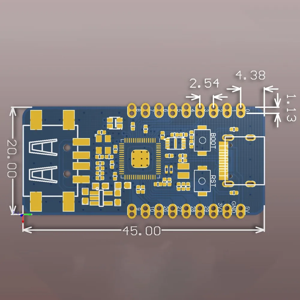 RP2350A MCU Board Type-C Powered USB-A Expansion W25Q16 Flash BOOT Reset Buttons Compact Half-hole Embedded Controller Module