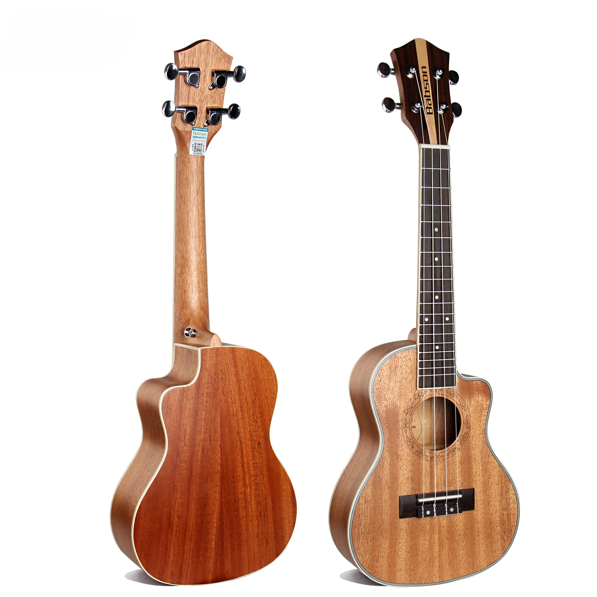 OEM Beautiful Type Ukelele Concierto Full Mahogany Body Headstock Maple Wood Inlay Electric Ukulele Guitar Musical Instrument