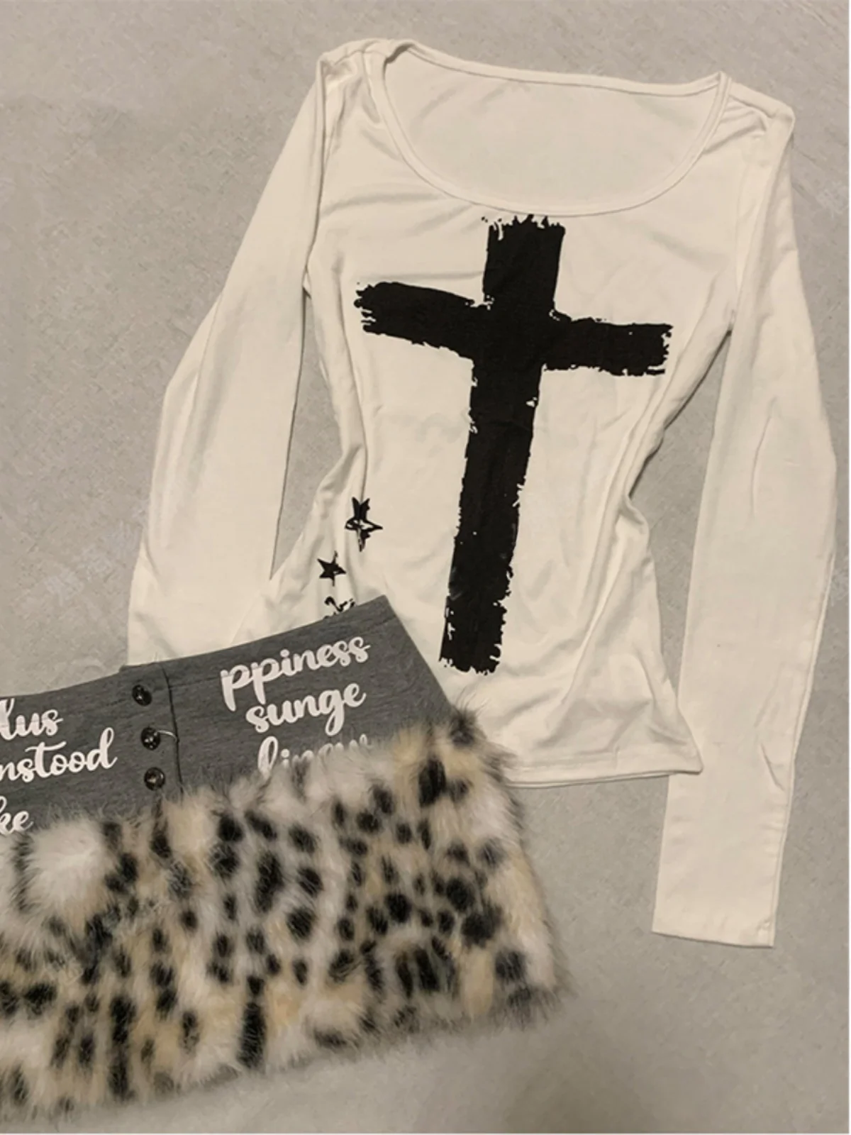 Retro Pure Desire Leopard Print Button Low Waist Short Skirt Women's American Hot Girl Y2K Letter Print Half Skirt