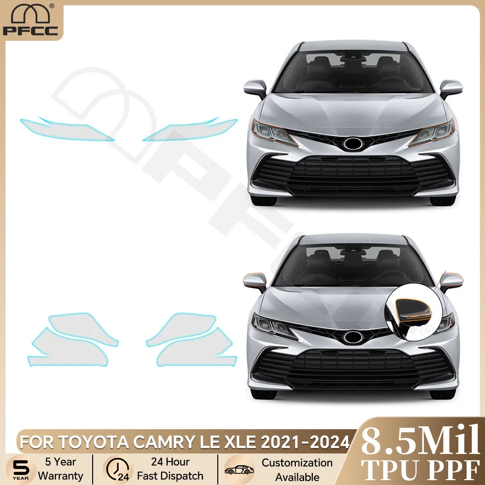 

For Toyota Camry LE XLE 2021-2024 Headlight Rearview Anti-scratch TPU Paint Protection Film Pre-cut PPF Clear Bra Resistant Kit
