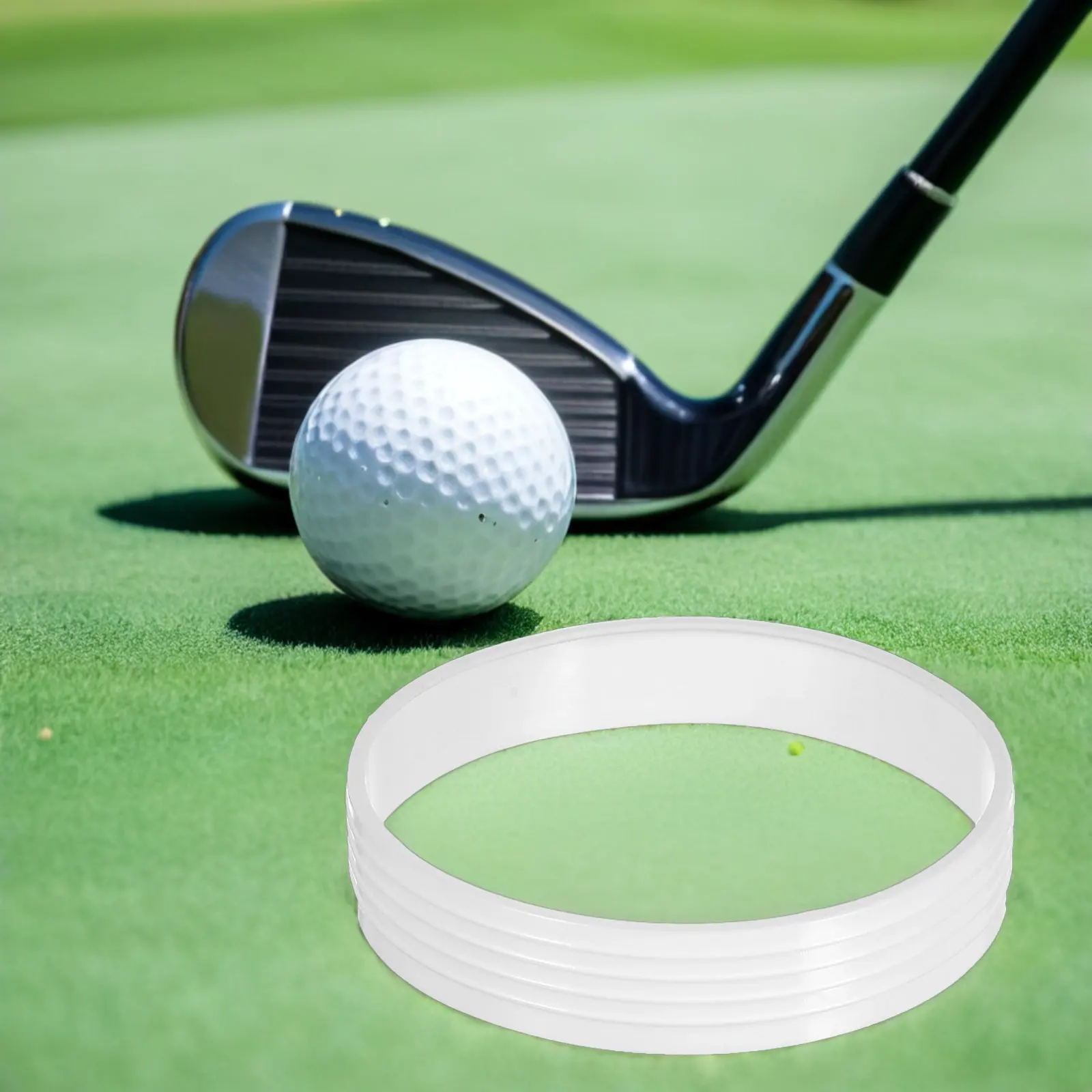 8Pcs Golf Hole Cup Rings Plastic Weather-Resistant Putting Practice Tool White Hole Reinforcer Collars Indoor Outdoor Training