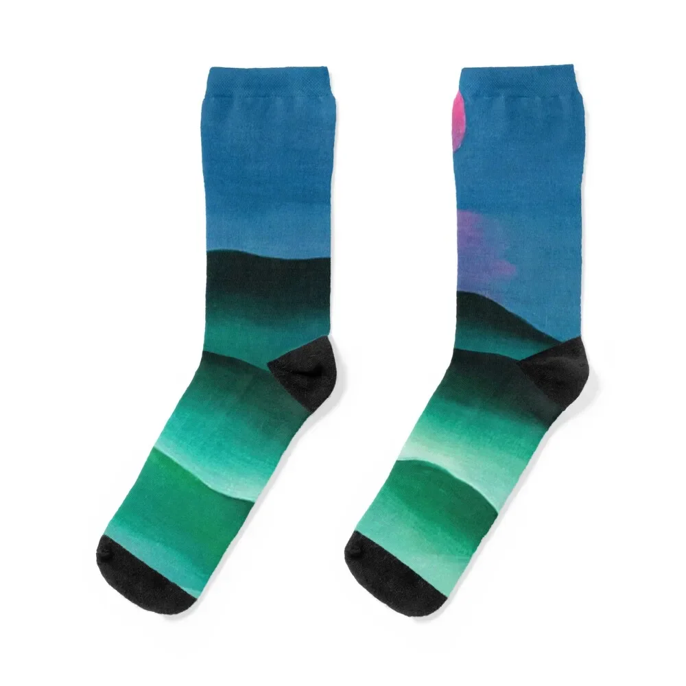 O'Keeffe Pink Moon Over Water 1924 Georgia O'Keeffe Socks christmas gift Sports sports and leisure Socks Women's Men's