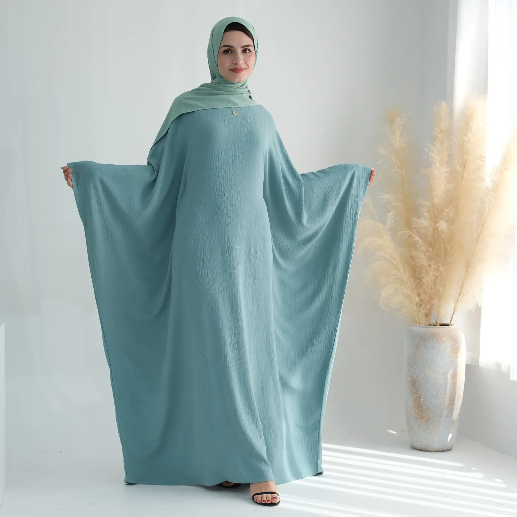 11 لون 2 قطعة مجموعة مسلمة موضة جديدة أحدث الملابس الإسلامية متواضع عباية + الحجاب مجموعة النساء فستان مسلم وشاح دعوى تركيا عباية