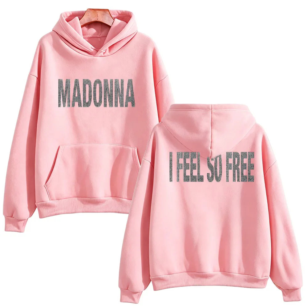 �I Feel So Free“-Kapuzenpullover mit grafischem Aufdruck, Madonna-Merchandise, Sweatshirts im Vintage-Stil für Damen und Herren, lockerer, lässiger Pullover mit Kapuze. – Detail 10