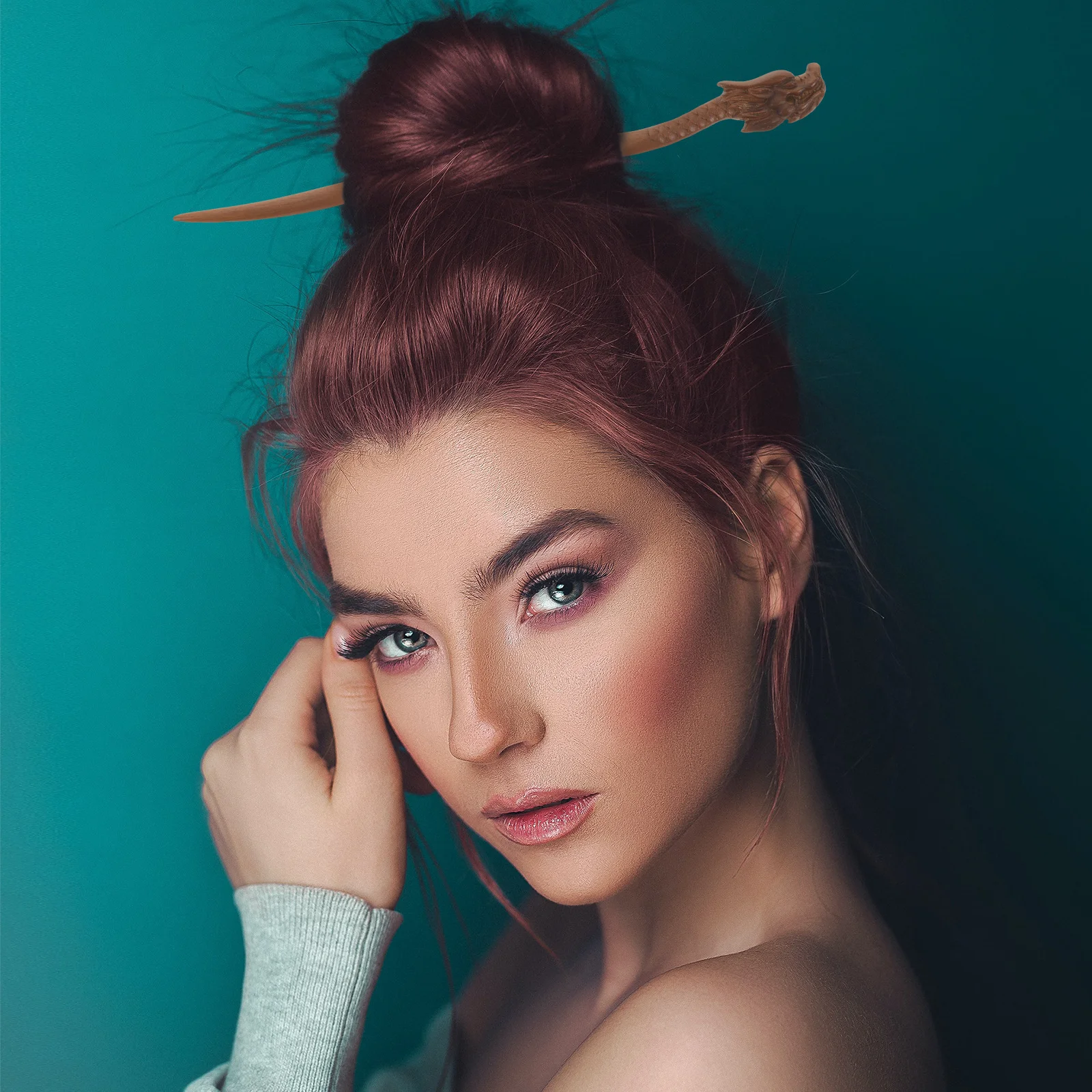 

Wooden Chopstick Vintage Green Sandalwood Stick For Women Bun Styling Tool Formal Party Wedding Hair Accessories Chinese