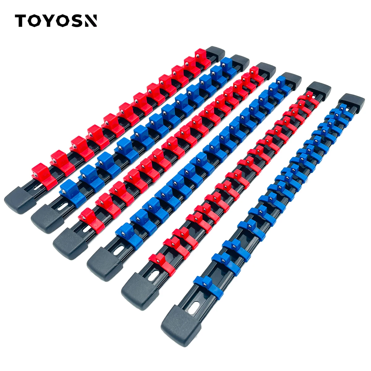

6Pcs 1/4 3/8 1/2 ABS Socket Wrenchs Holder Adjustable Finisher Storage Mountable Sliding Stand Sleeve Holder Rail Rack Tool