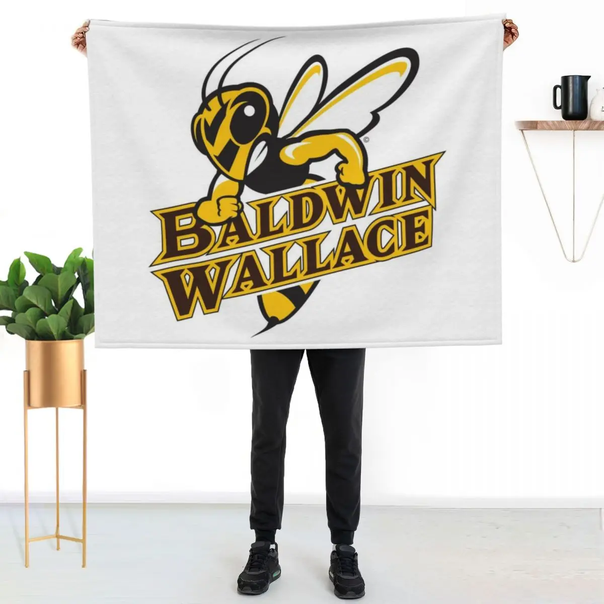 Baldwin Wallace Yellow Jackets logo Throw Blanket Cute Plaid Hair anime Luxury St warm for winter Bed Fashionable Blankets