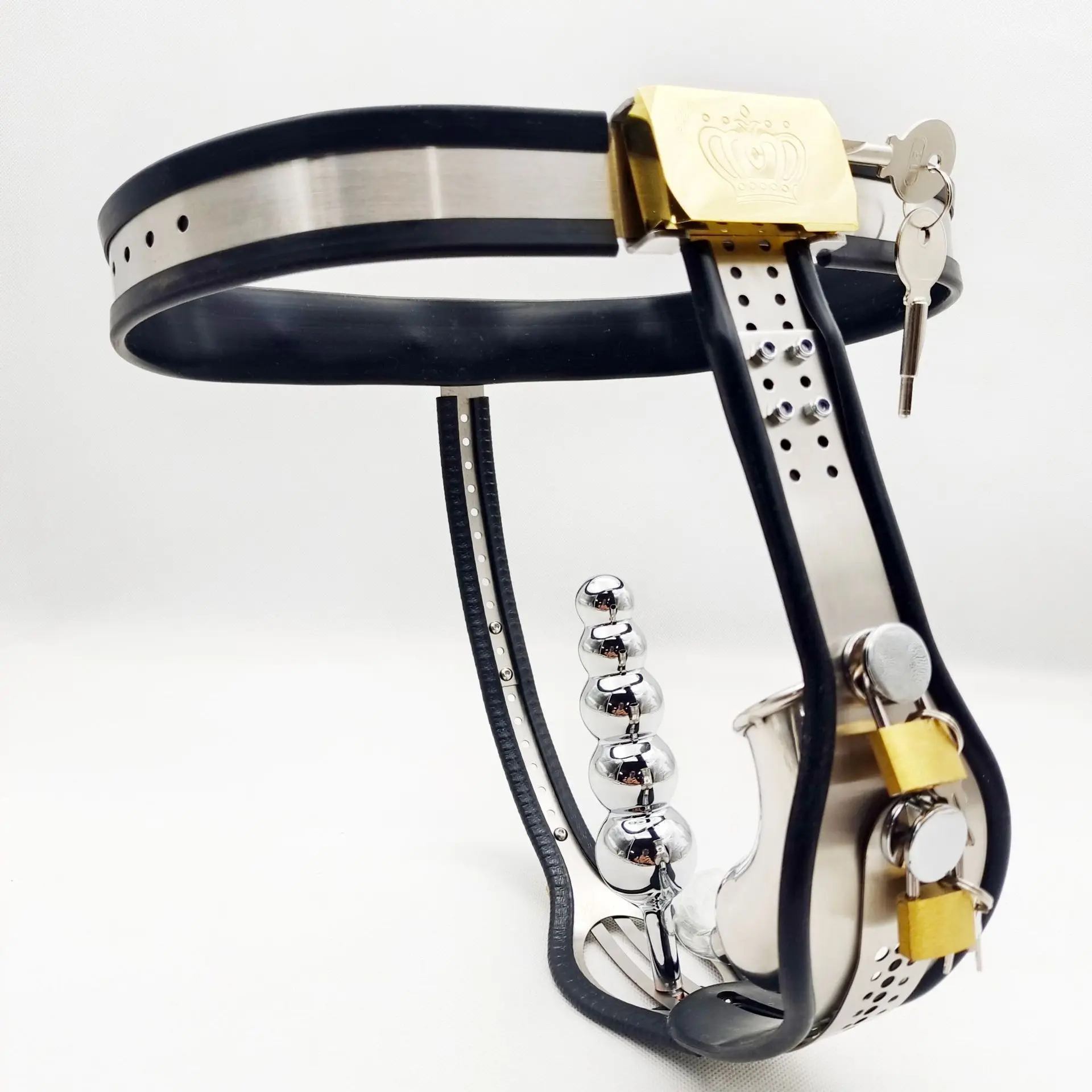 Metal Chastity Pants Male Anti-Cheating Abstinence Belt with Anal Plug Chastity Lock Fetish Sex Toy for Gay Men view 2