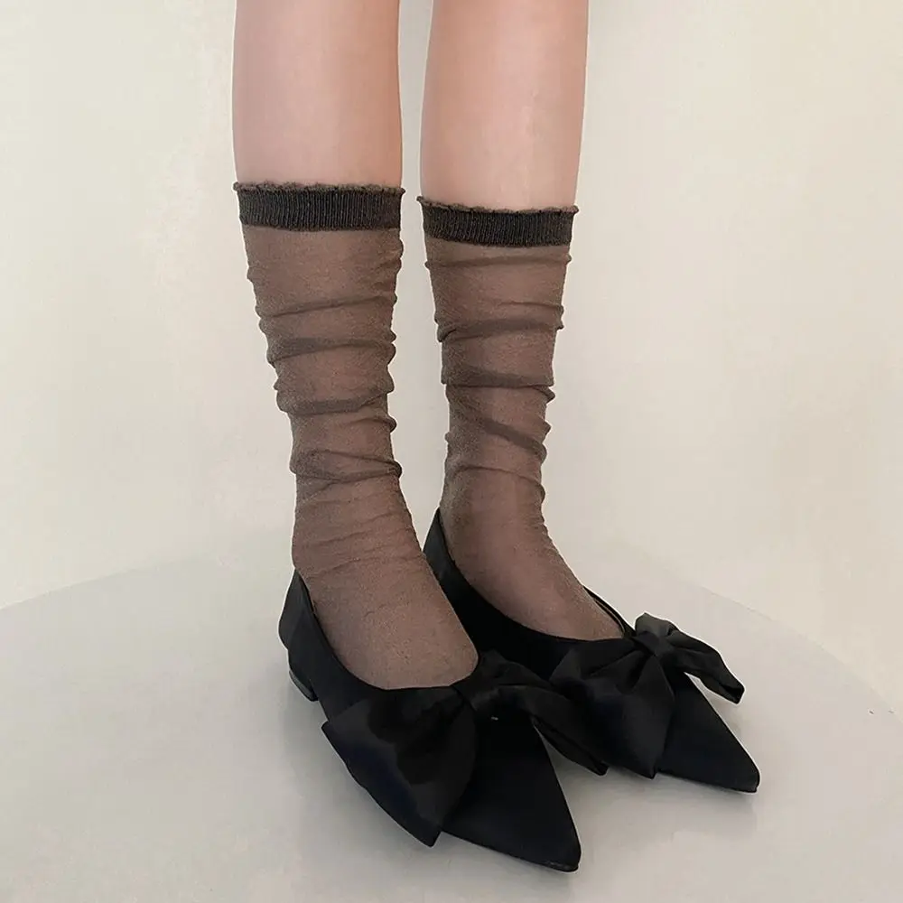 

And Summer Lovely Breathable Comfortable Nylon Bright Silk Hosiery Shiny Calf Socks Korean Version Socks Ultra-Thin Pile Socks