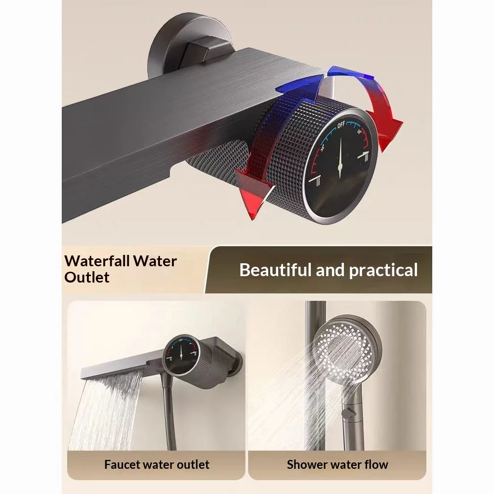 

Simple European-style bathtub waterfall single shower faucet with arc design and ceramic disc valve core