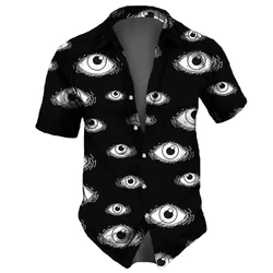 Vintage Men Shirts Harajuku Clothing 3d Eye Print Short Sleeve Tops Streetwear Everyday Oversized Summer Apparel For Male Shirt