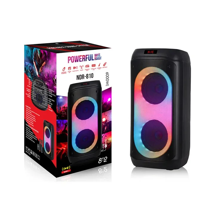 Hot Selling Private Party LED RGB Light Speaker Wireless Rechargeable Portable  60w PA Trolley Speaker