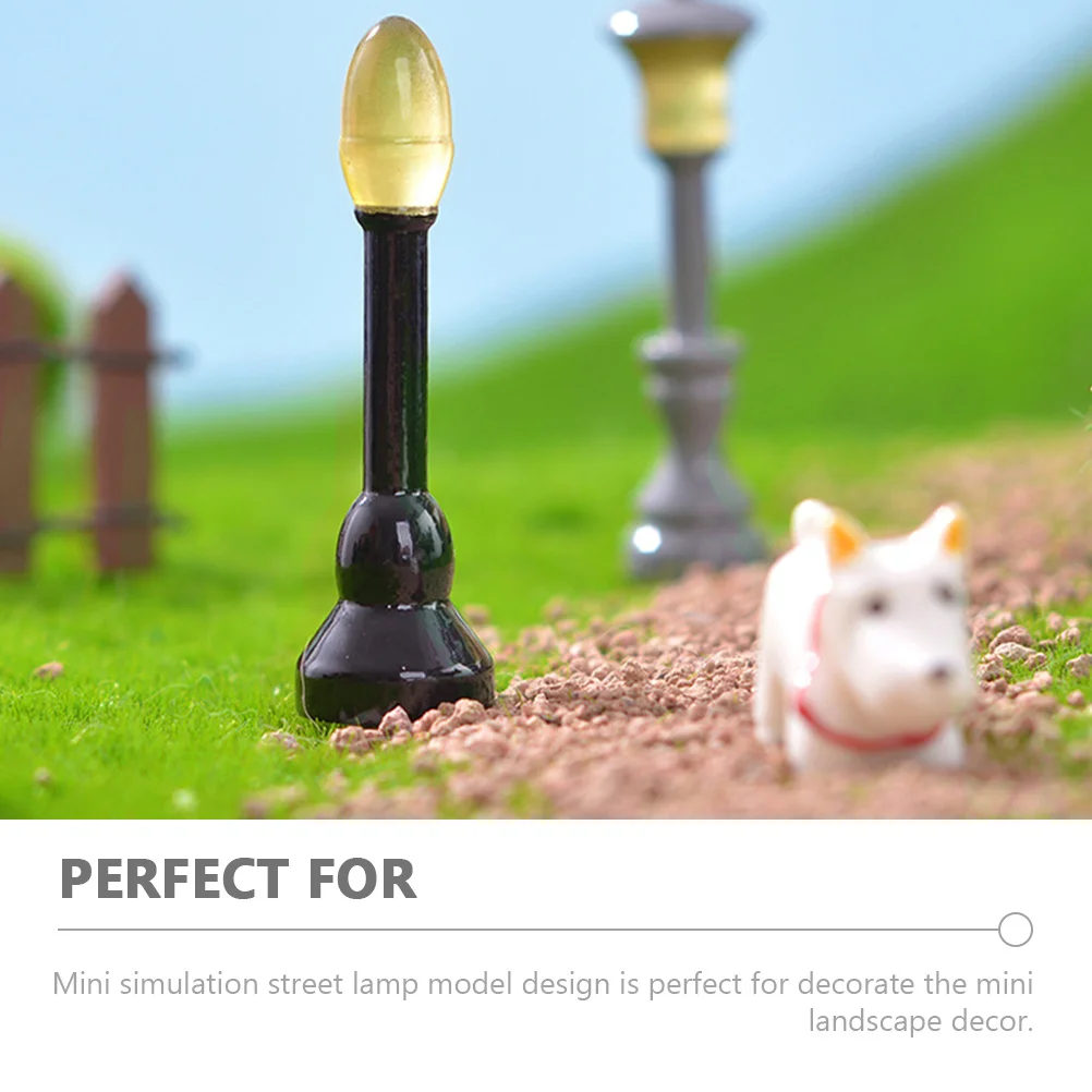 12pçs luminária de rua luminosa, decoração de lâmpada de rua em miniatura com acabamento delicado para micro paisagem, cena de mesa de areia