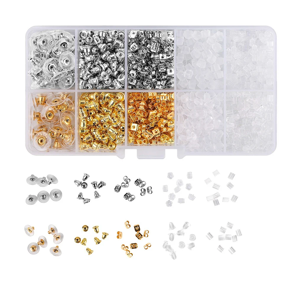 

1200 Pcs Earring Accessories Box DIY Earrings Back Stopping Plugs Mixed Backs