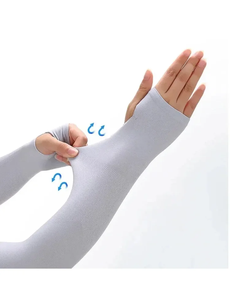 AliExpress NONE Solid Color Ice Fabric Arm Sleeves Running Cycling Sun-protective Sleeve Fashion Summer Cooling Outdoor Arm Cover Glove Unisex