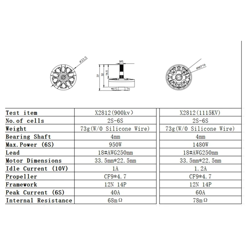 4Pcs X2812 900KV Brushless Motor 2-6S 4Mm Bearing Shaft For RC Multirotor Airplane FPV Long Range Drone DIY Parts