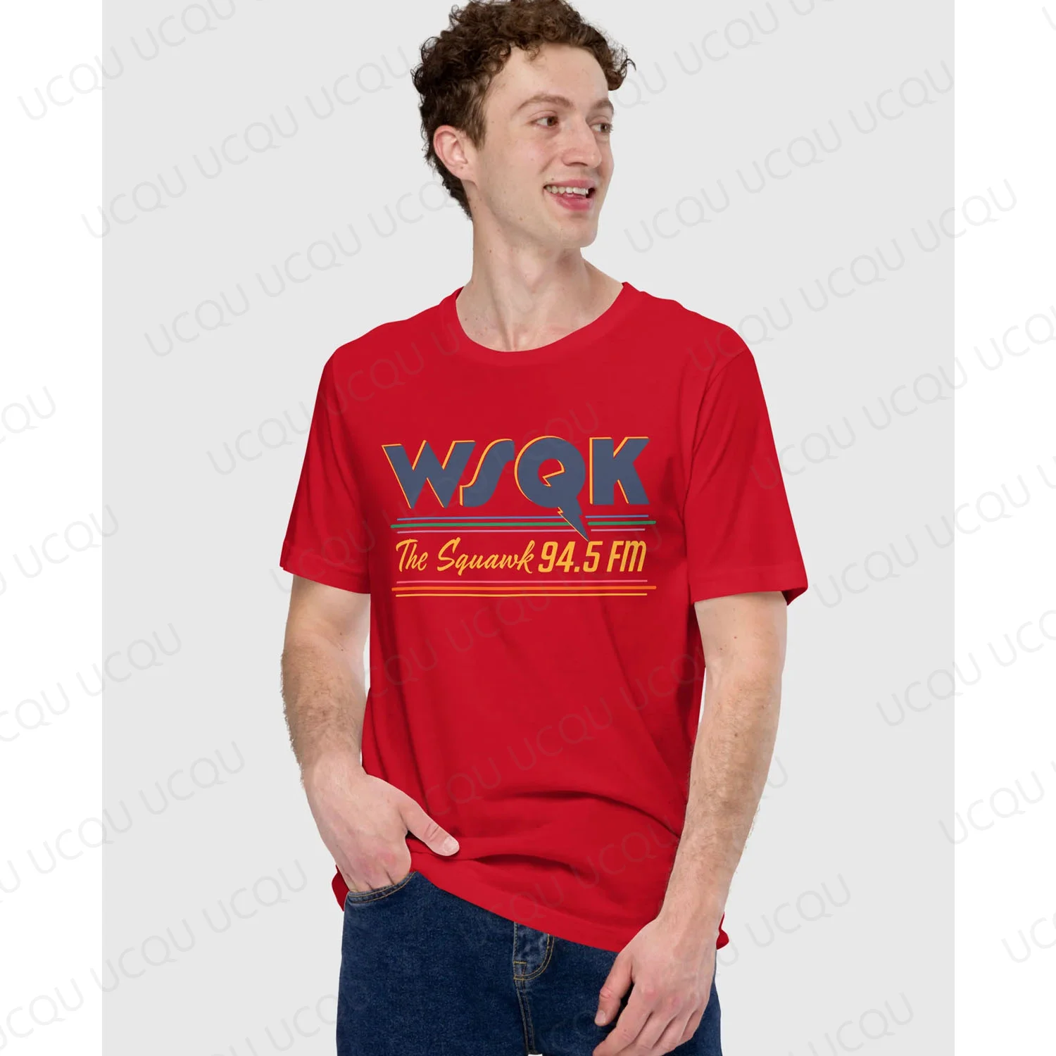 WSQK The Squawk T-Shirt Vintage Radio Station Tee Retro 80s Style Graphic Top Men Women Cotton Nostalgia Valentine's Day Gift