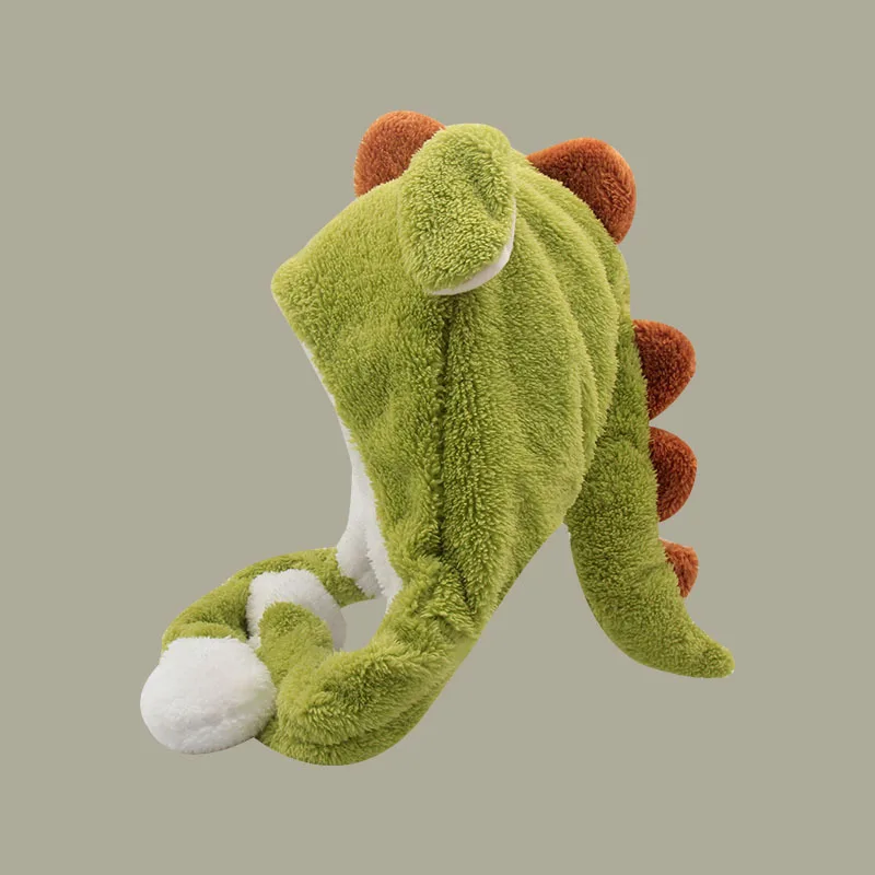 Kids' Winter Dinosaur Cosplay Beanie - Kawaii Moving Ears, Fleece-Lined Warm Cold-Proof Skull Cap