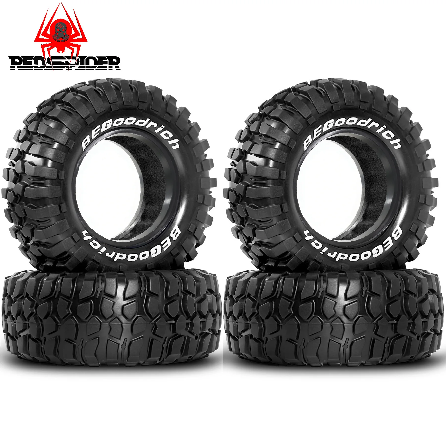 4 Stück ROTE SPIDER 1,9 Zoll Gummireifen 95mm Reifen für 1/10 Maßstab RC Auto Axial Traxxas SCX10 TRX4 RC4WD D90 YK4102 Gen8 Redcat