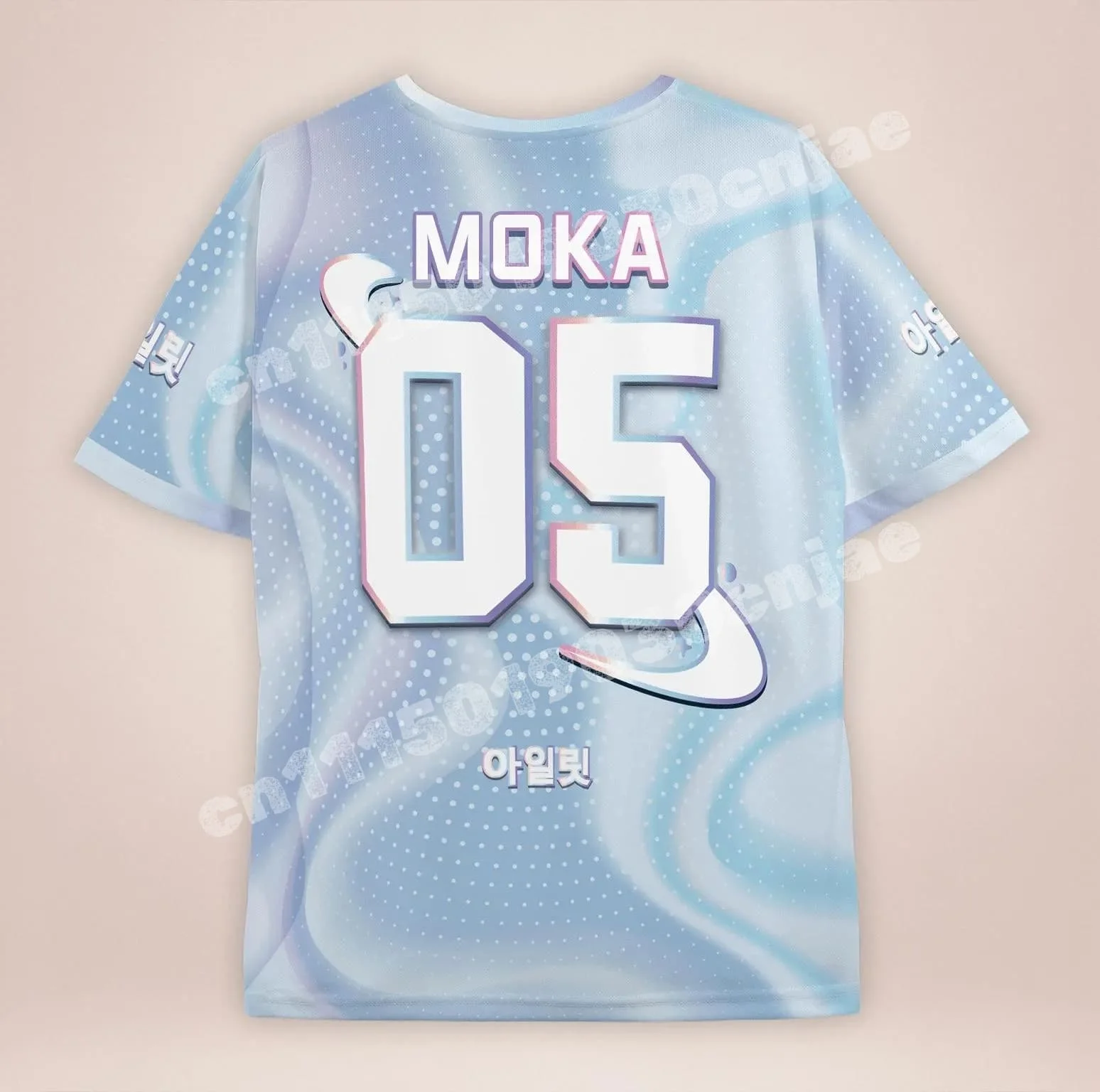 Kpop NMIXX Iroha Nr. 5 Gradient Tie Dye Sport Jersey Leichtes T-Shirt Familien-Set Eltern-Kind-Konzert-Outfit Familien-Kinder-T-Shirts – Detail 1