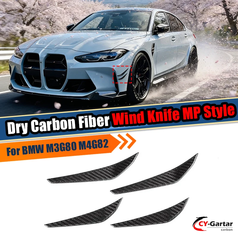 

Real Dry Carbon Fiber Front Bumper Diffuser Splitter Canards Side Fin Flaps For BMW G80M3 G81 G82 M4 G83 MP Style 2021+ 4Pcs/set
