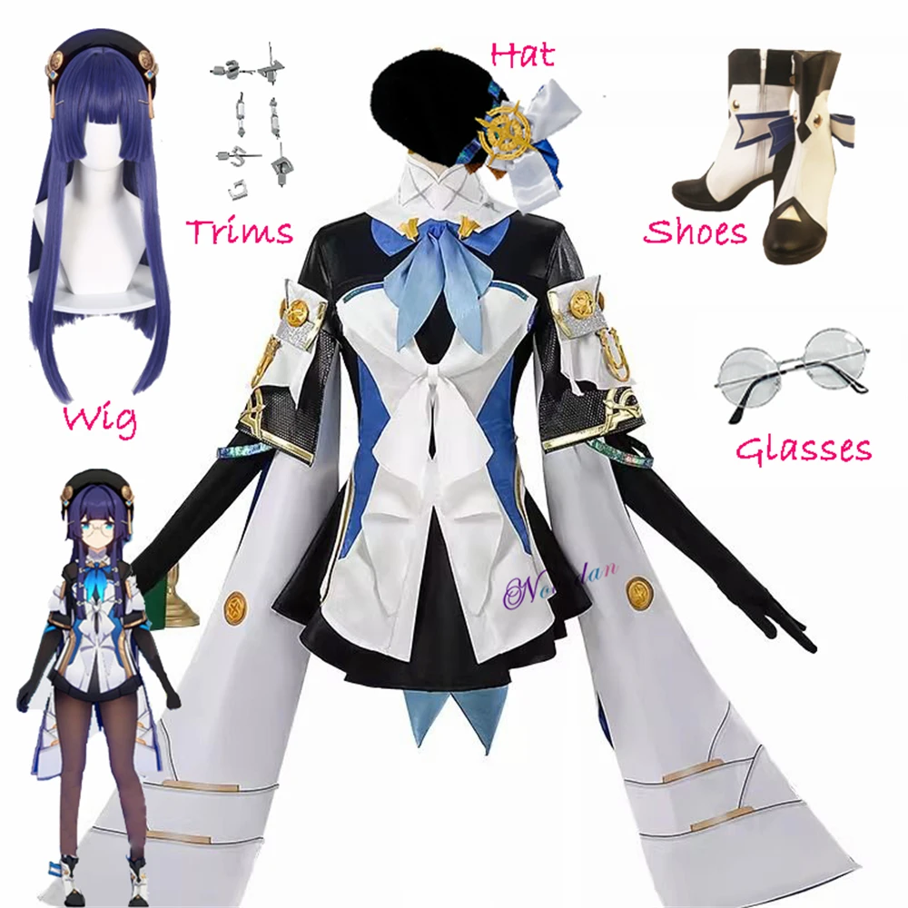 Pela Cosplay Honkai Star Rail Pruik Jurk Spel Uniform Pelageya Sergeyevna Bril Hoed Prop Cosplay Halloween Kostuum Voor Vrouwen