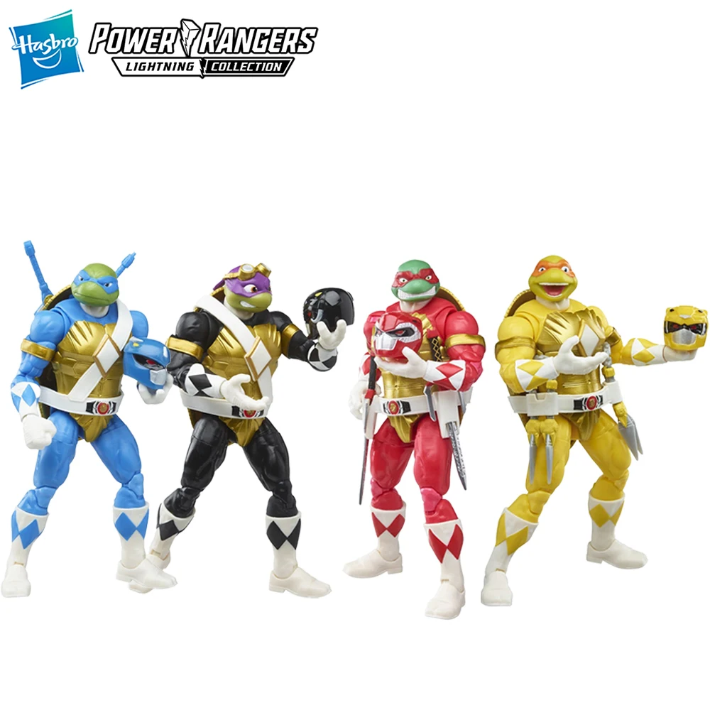 

[In-Stock] Hasbro Power Rangers x Teenage Mutant Ninja Turtles Raphael, Donatello, Leonardo and Shredder Anime Figure Model Toys