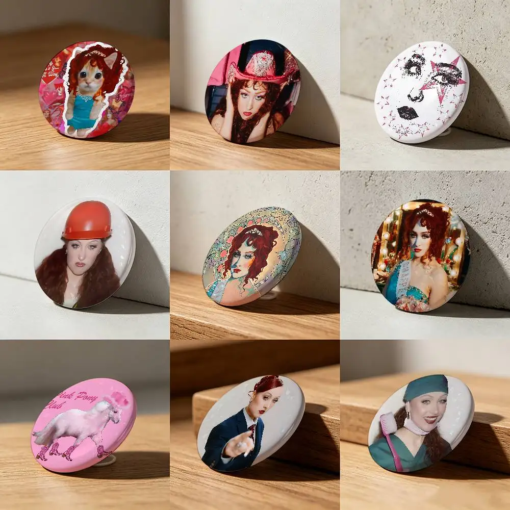 C-Chappell R-Roan Laser diamond texture Button Pins Tinplate Brooches Cartoon Creative Badge Backpack Clothes Decor