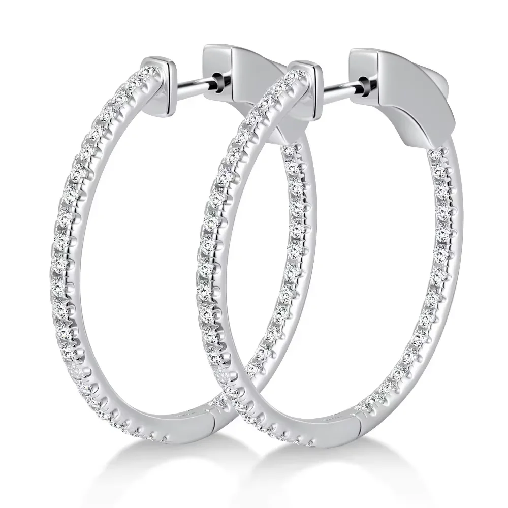 M-JAJA 1.14ct Moissanite Hoop Earrings Real 925 Sterling Silver for Women D Color VVS1 Lab Diamond Stud Earrings Wedding Jewelry