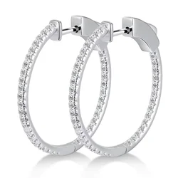 M-JAJA 1.14ct Moissanite Hoop Earrings Real 925 Sterling Silver for Women D Color VVS1 Lab Diamond Stud Earrings Wedding Jewelry