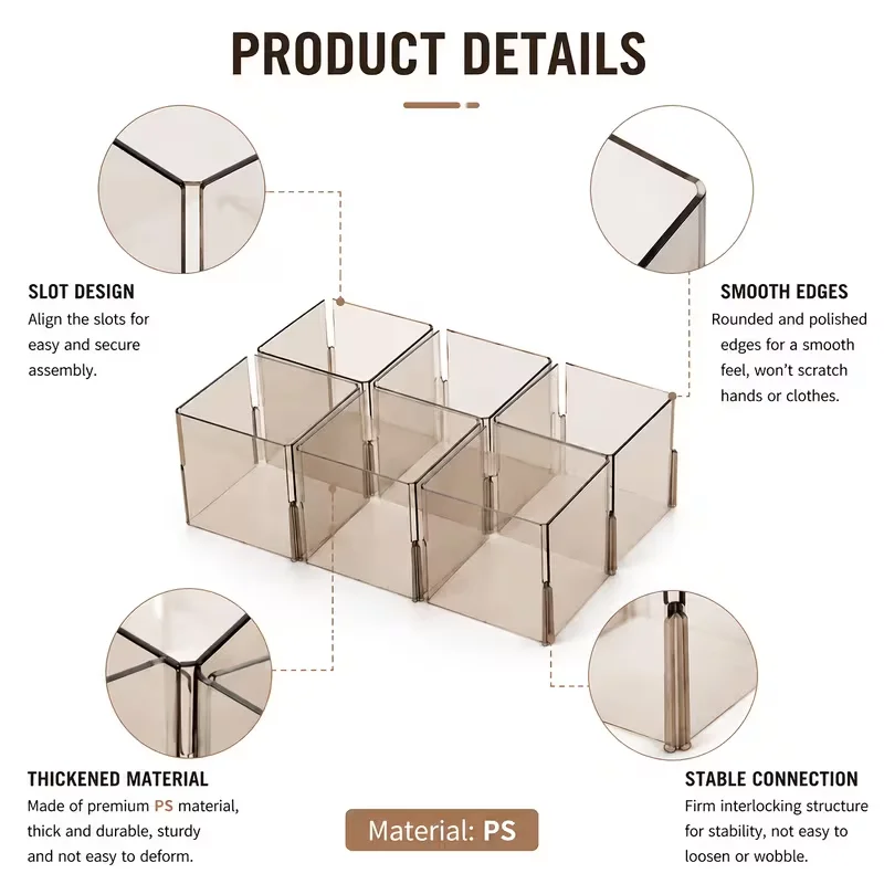 Honeycomb Grid Drawer Organizer Combinable Dividers Underwear Socks Storage Box Drawer Thickened Durable Wardrobe Tidy Tool