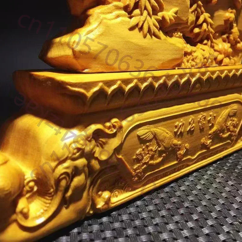 Wood Carving Phoenix Arowana Sculptures And Statue ，Chinese Characteristic Home Living Room Office Table Decoration Accessory