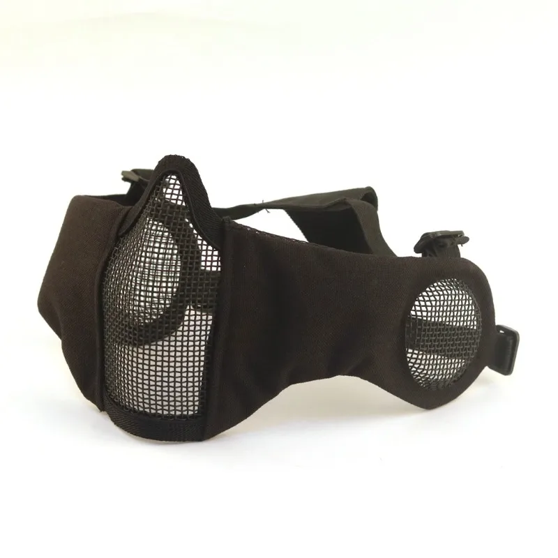 Steel Wire Mesh Mask Half Face Protective Cover Outdoor Field Game CS Activity Tactical Camouflage Training Face Guard Gear view 5