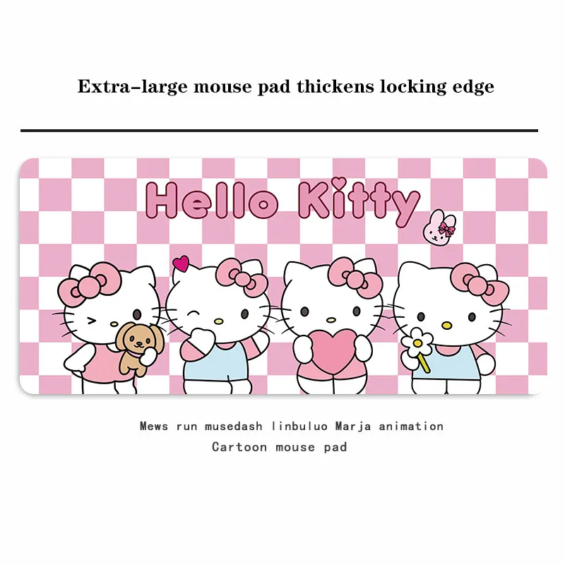 

Милый коврик для мыши Hello Kitty большого размера из кожи, мультяшный розовый коврик для стола для девочек, офисный компьютерный коврик, нескользящий коврик для мыши и клавиатуры