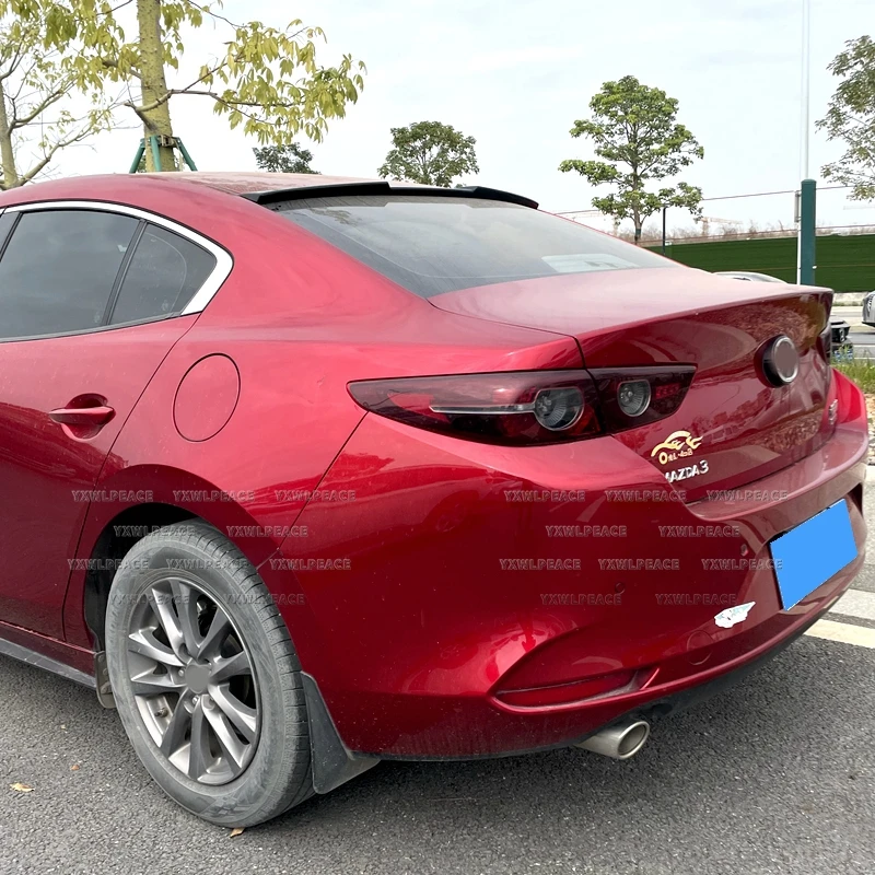 

For Mazda 3 Axela Sedan 2020-2023 High Quality ABS Carbon Fiber Look / Gloss Black Rear Window Roof Spoiler Car Accessories