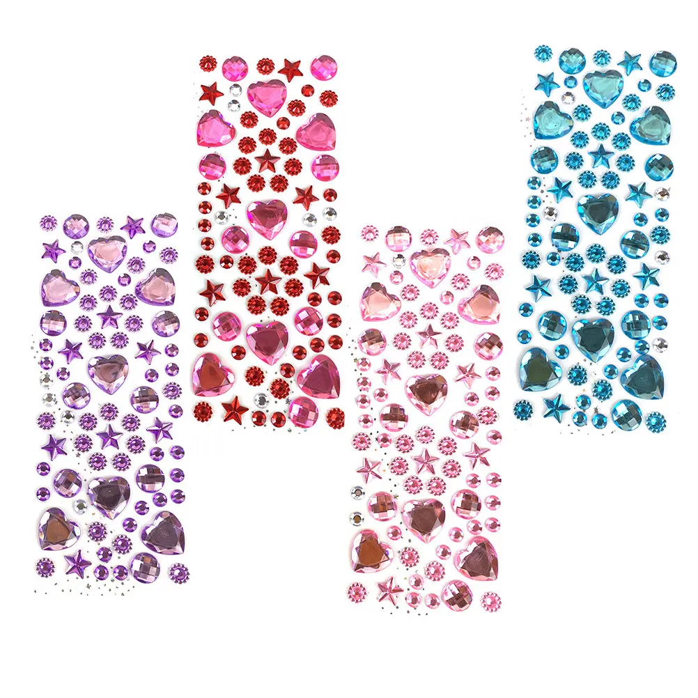 

4Sheets Acrylic SelfAdhesiveStickers PhotoAlbum DecorativeScrapbook Gems EasytoPeel Stick DIYCrafts DiamondStickers