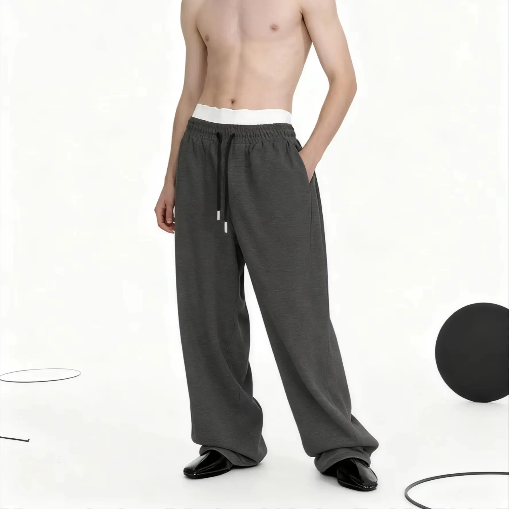 

New Men‘s GYMS Sweatpants Comfort Fashion Straight Fit Joggers for Sports and Streetwear Loose Oversized Drawstring Long Pants