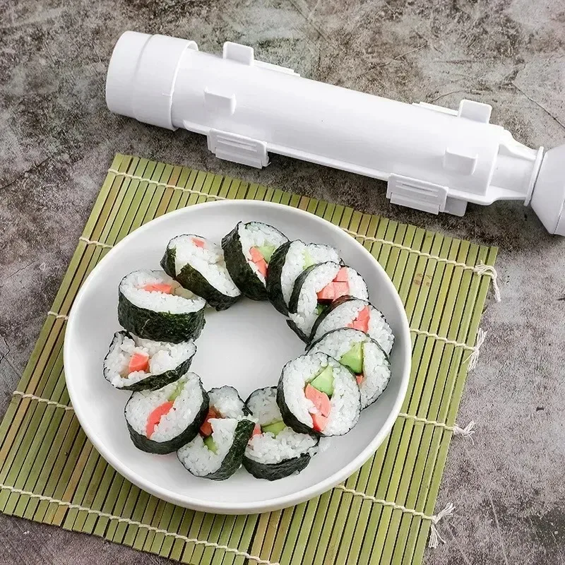 Sushi Making Machine Drum Plastic Rice Mold Tube Perfect Round Sushi Making Kit Suitable for Beginners DIY Kitchen Bento Small T