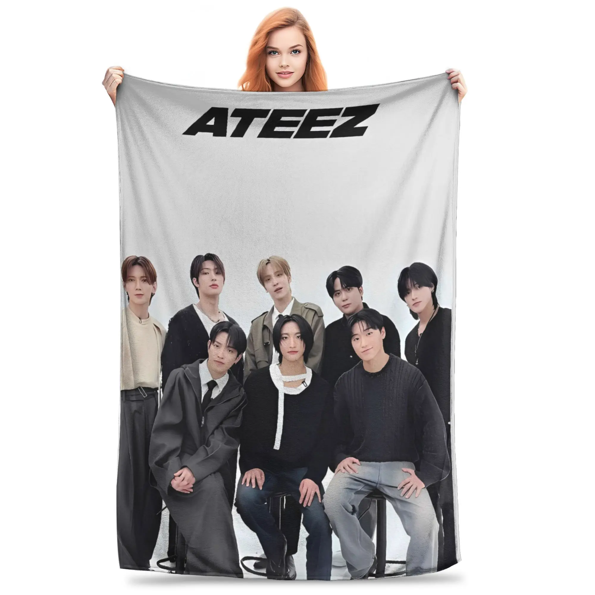 Kpop Ateez Band Blankets Quality Soft Warm  Throw Blanket Winter Children Couch Chair Funny Bedspread